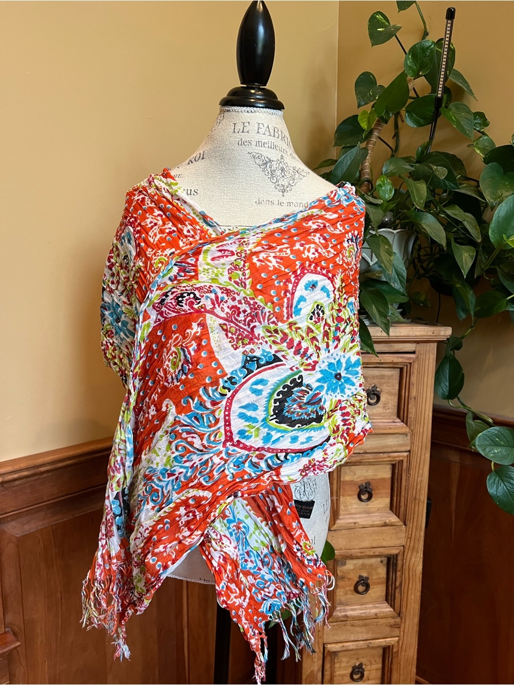 Joy Susan Scarf Womens One Size Floral Lightweight Wrap Shall Fringe